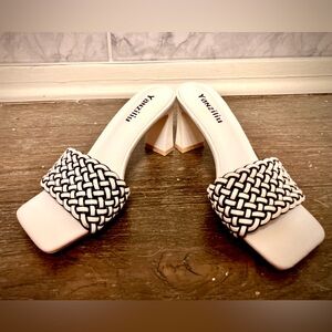 White and Black Geometric Heels